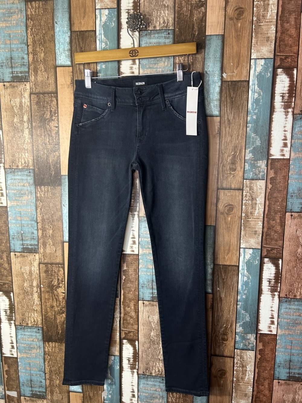Hudson Jeans Women's Black-Blue Skinny Jeans